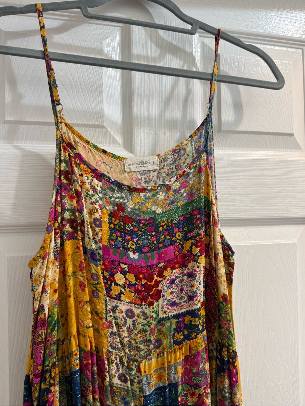 Natural Life Yellow Floral Patchwork Jumpsuit with Spaghetti Straps - Picture 2 of 3